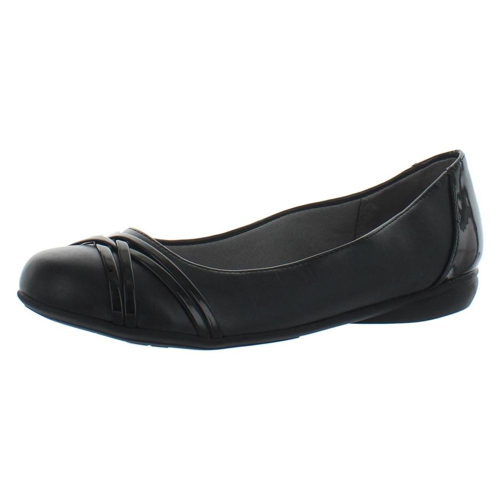 LifeStride Womens Aliza Black Faux Leather Slip On Ballet Flats Shoes NWOB